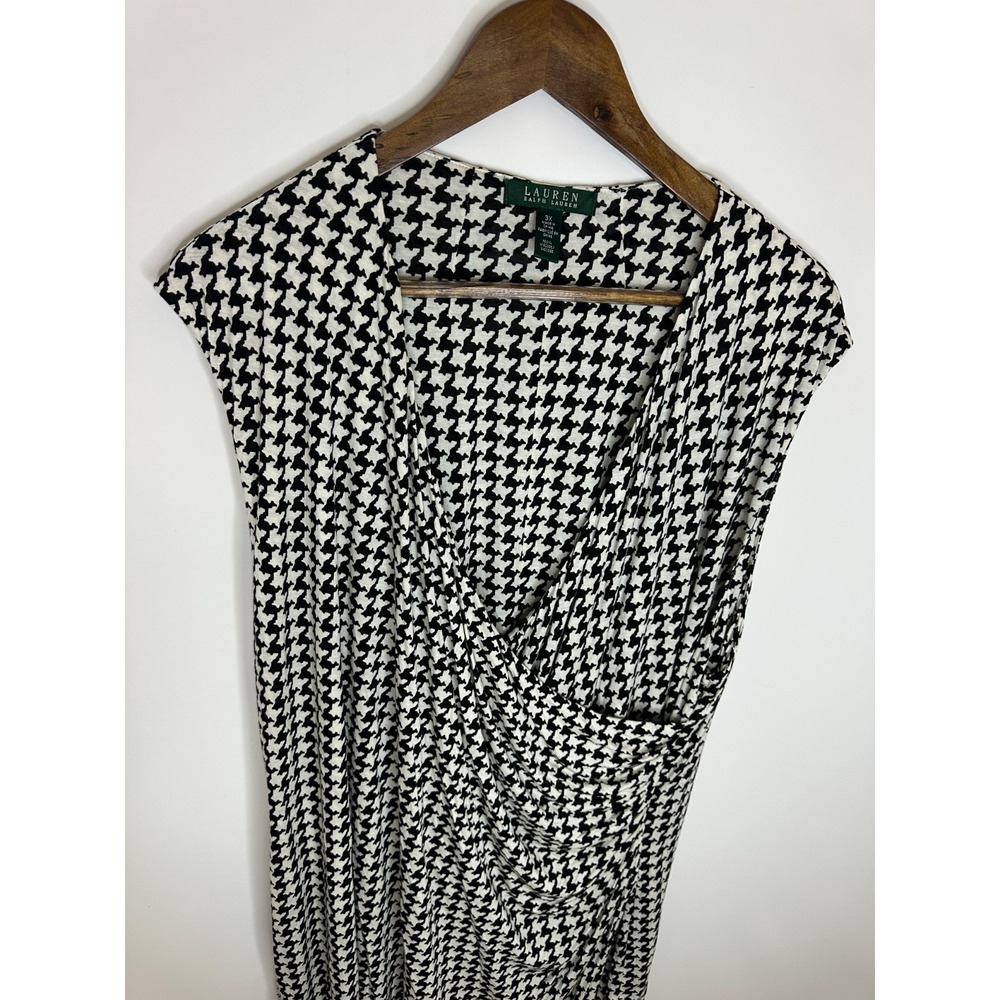 NEW Lauren Ralph Lauren Houndstooth Surplice Ruched Sheath Dress Plus Size 3X - Picture 4 of 10